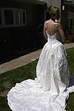 Used Vintage Satin Wedding Dress with embroidery and sequins