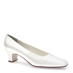 Bridal White Satin Dyeable low heel pumps  for weddings