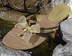 Brown Bridal Flip Flops with gold ribbon trim for Bridesmaids