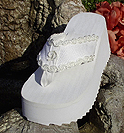 Platform Initial Bridal Flip Flops for weddings in white and light ivory
