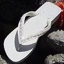  Ivory Bridal Flip Flops with irridescent flowers for Weddings