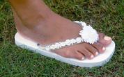 White Bridal Flip flops with luau flowers