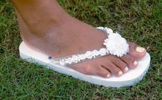 White Bridal Flip flops with luau flowers