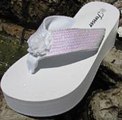 White Bridal Flip Flops with Irridescent sequins for Weddings Great for bridesmaids!