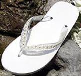  Ivory Bridal Flip Flops with ivory pearls and  rhinestone trim for Weddings