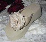 Dark Ivory Flower Platfrom Flip flops for weddinggs