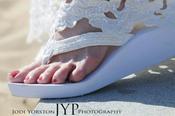 mini Platform White Beaded flip flops for Brides.  Best comfort!