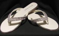 Brides off white flip flops with rhinestones for weddings