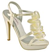 Ivory Satin Bridal Sandals with Romantic Ruffle for weddings