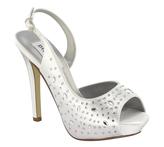 High Heel Rhinesotne Sandal in white, Black, Silver, or Gold Shimmer