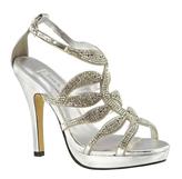 4 1/4 inch High silver Platform Rhinestone Sandals