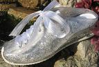 Silver Glitter Mule Wedding Shoes