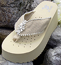 Dark Ivory Bridal Flip Flops withRhinestones for Weddings