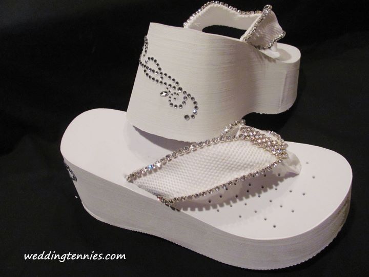 Platform Flip flops with beautiful Rhinestones