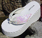 High Platform Irridescent Sequin Bridal Flip Flops for weddings