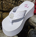 Platform White Sequin Bridal Flip Flops for weddi